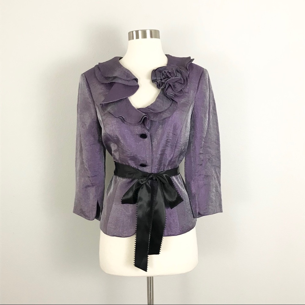 Adrianna Papell 10 Blazer Jacket Ribbon Belt